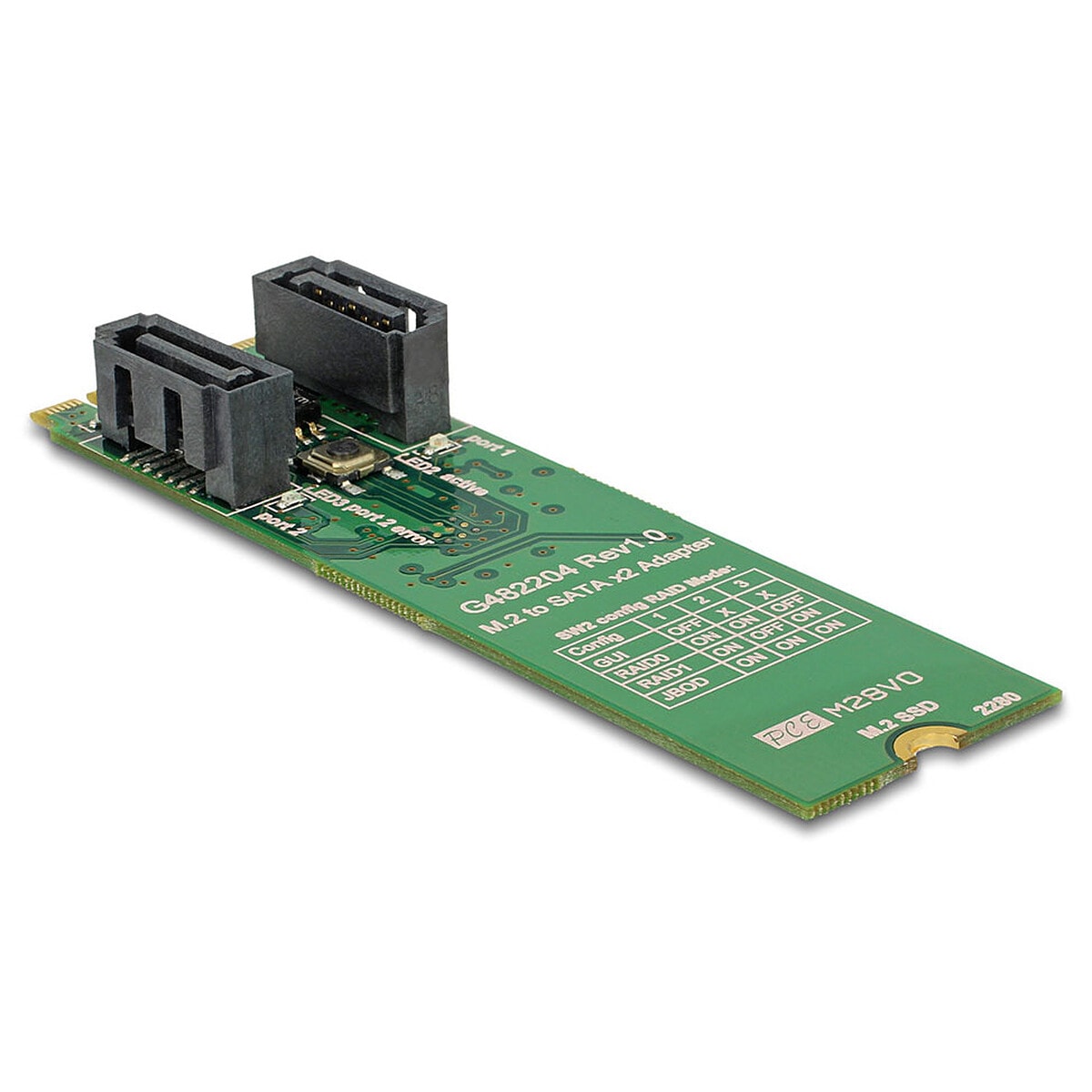 DeLock Adaptateur M.2 Key B+M vers 2 x SATA 6 Gbps - Image 1