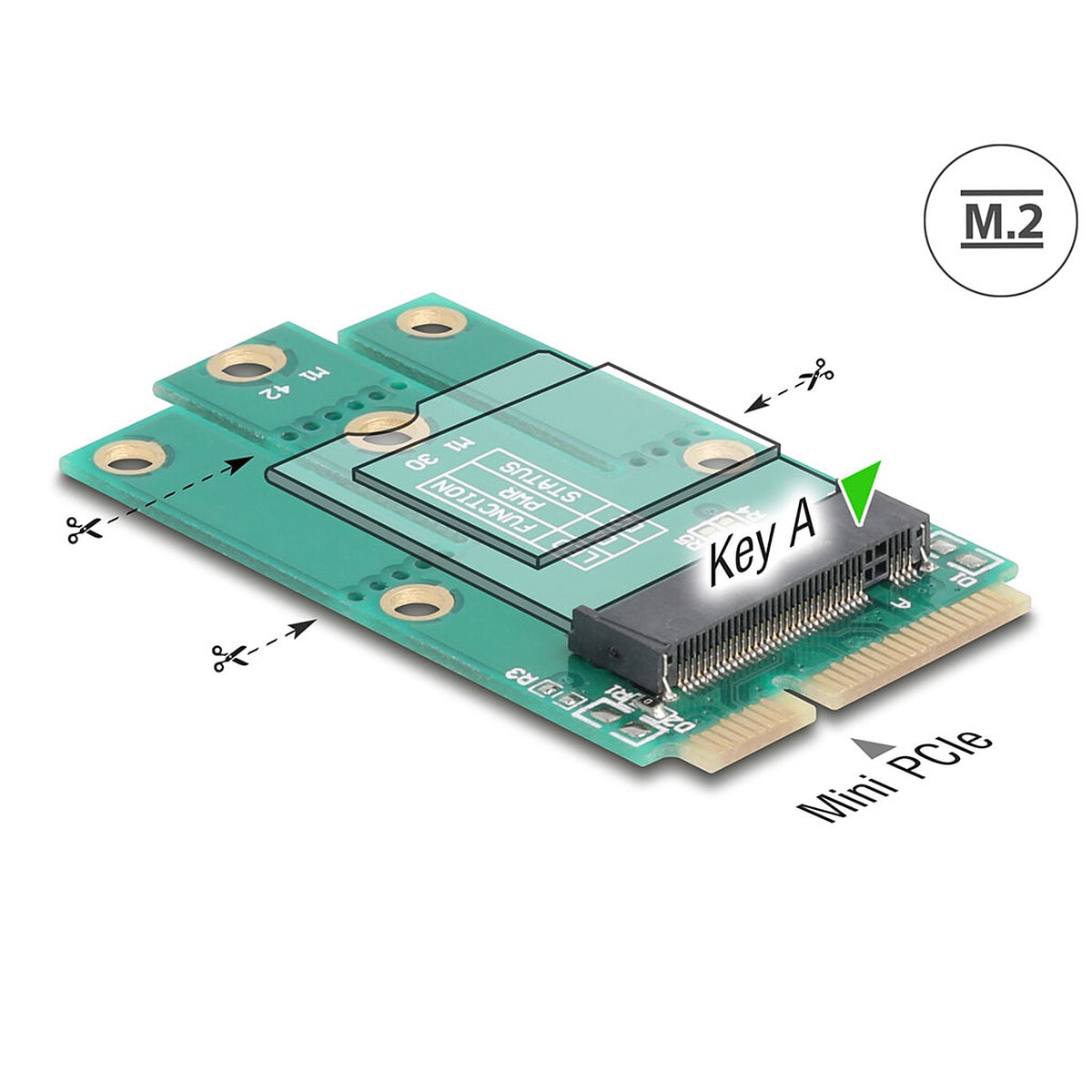 DeLock Adaptateur Mini PCIe mâle à slot M.2 key A - Image 1