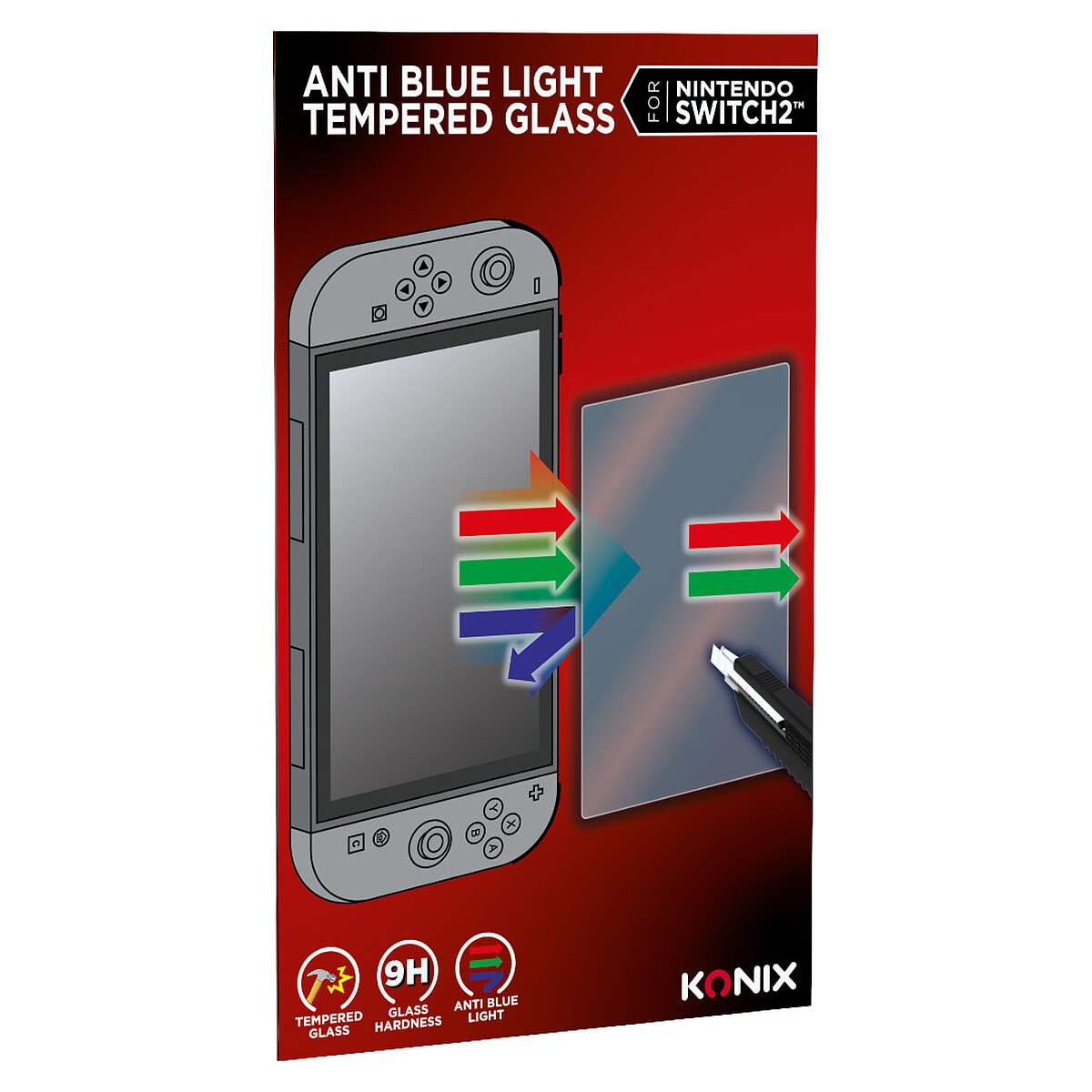 Konix Protection d'écran anti lumière bleue 9H pour Switch 2 - Image 1