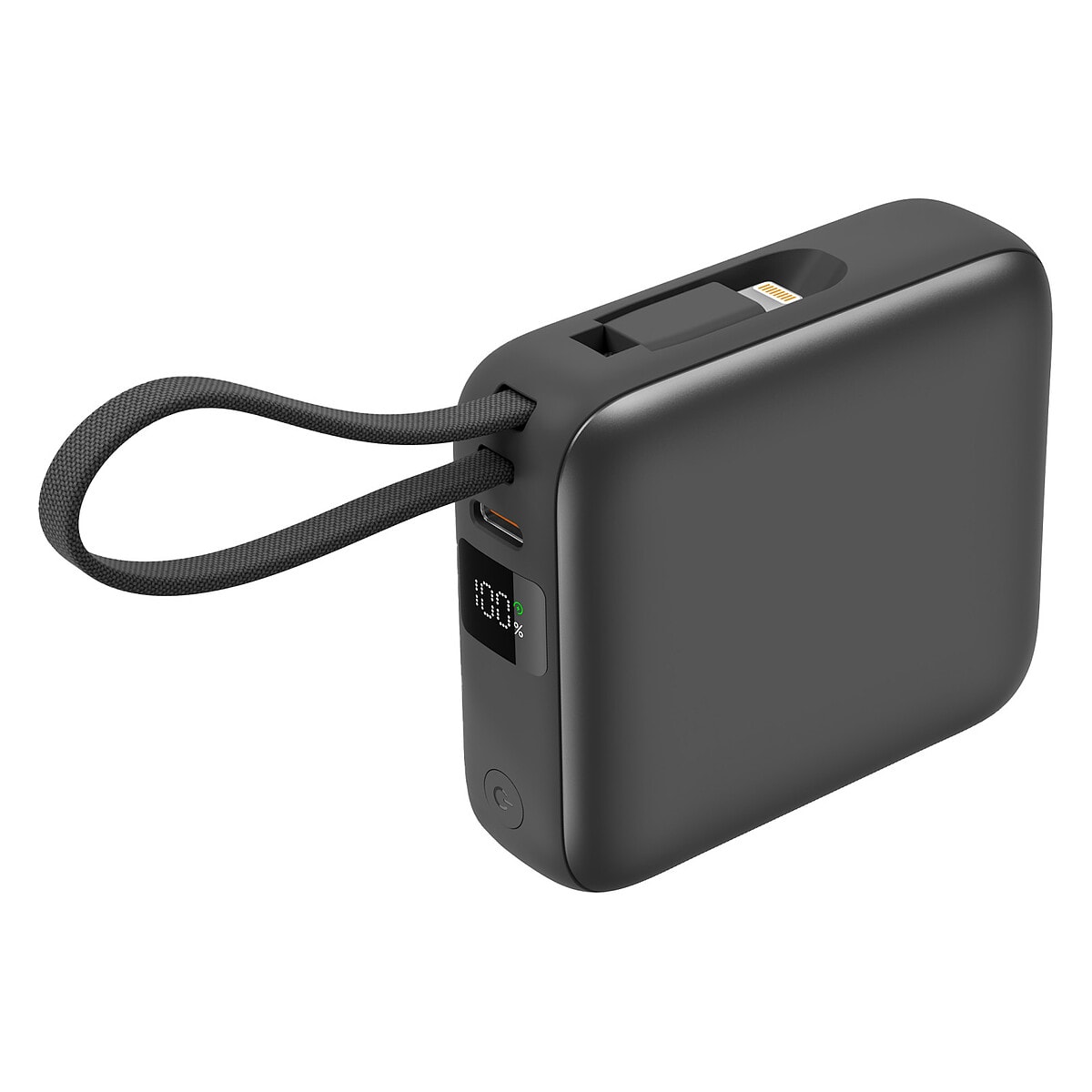 Akashi Batterie de Secours avec câbles USB-C et Lightning intégrés - 10 000 mAh (Noir) - Image 1