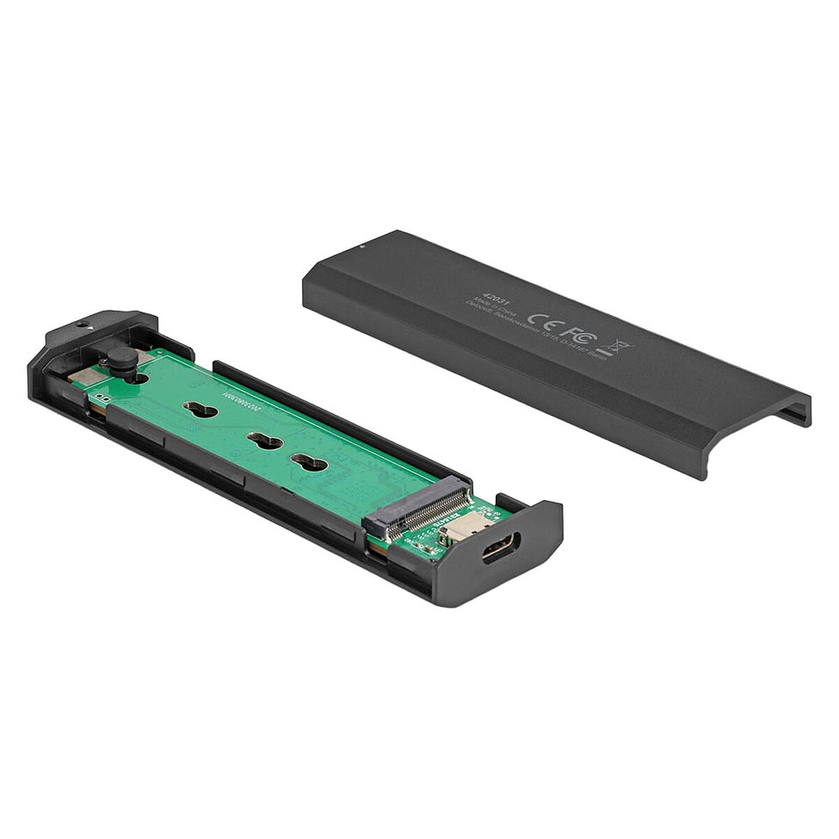 Delock Boitier USB-C pour SSD M.2 PCIe ou SATA - Image 1