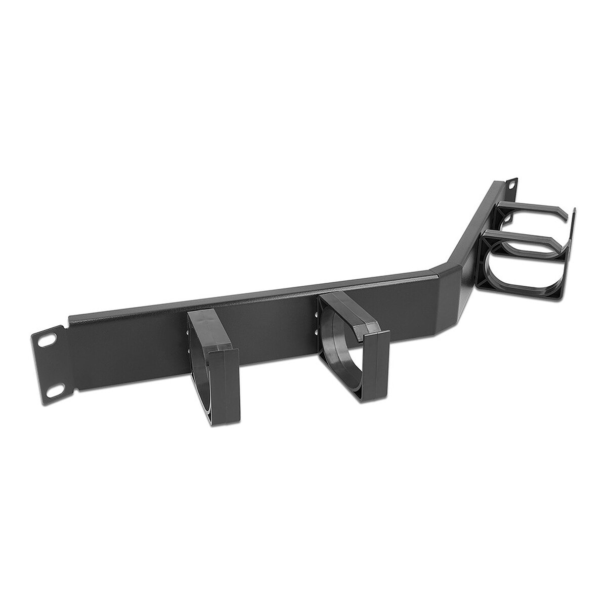 DeLock Panneau de gestion de câble 1U avec 4 crochets, angulé, pour armoire réseau 19" - Image 1