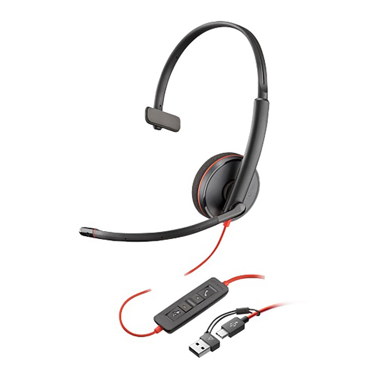 HP Poly Blackwire C3210 USB-C Mono + Adaptateur USB-C/A Noir - Image 1