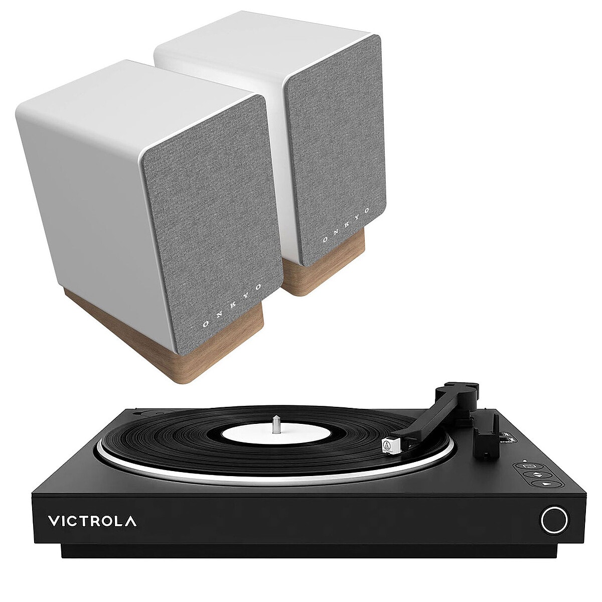Onkyo GX-10DB Blanc + Victrola Automatic VPT-800-BLK Noir - Image 1
