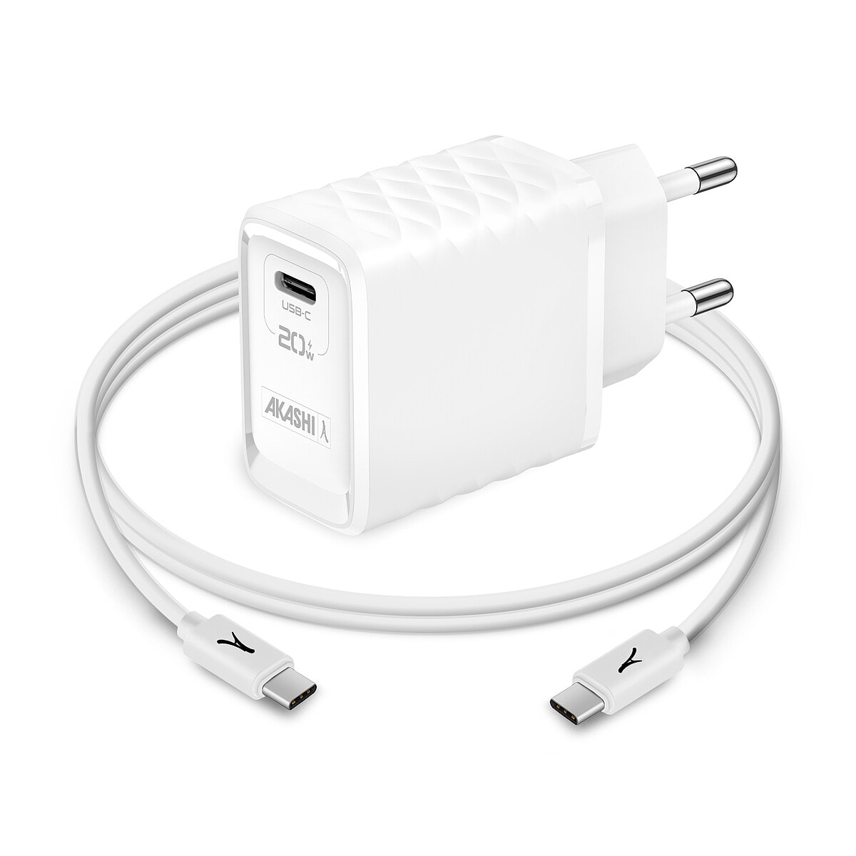 Akashi Pack Chargeur Secteur GaN 20W USB-C + Cable USB-C 1M - Image 1