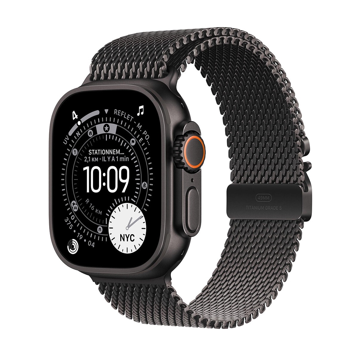 Apple Watch Ultra 3 GPS + Cellular 49 mm Titane Noir Bracelet Milanais en Titane Noir M - Image 1