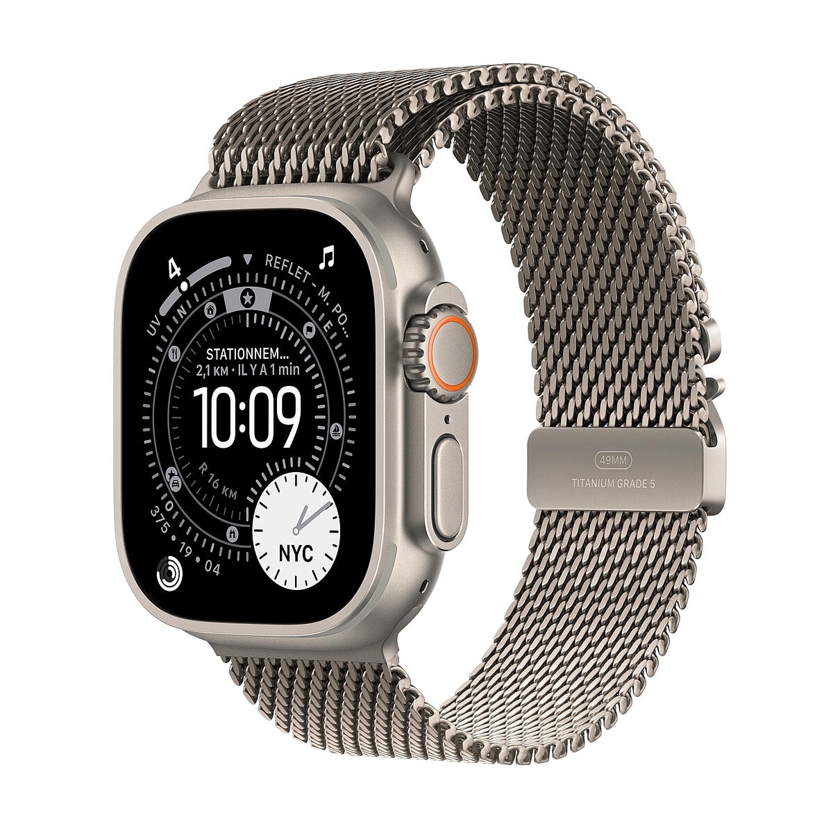 Apple Watch Ultra 3 GPS + Cellular 49 mm Titane Naturel Bracelet Milanais en Titane Naturel S - Image 1