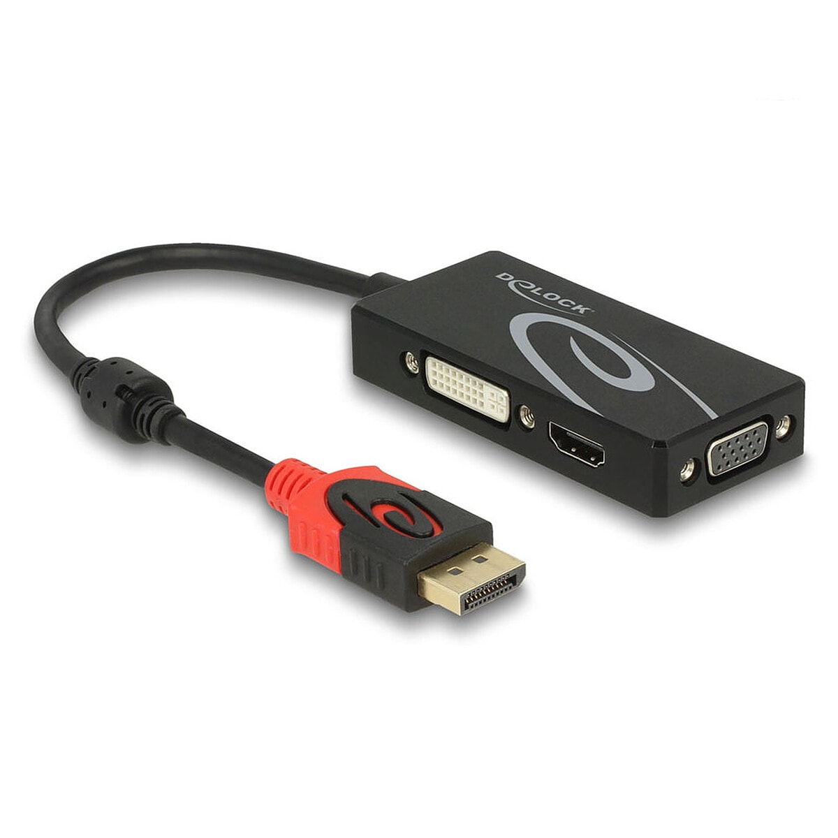 Delock Adaptateur DisplayPort passif vers VGA/HDMI/DVI compatible 4K - Image 1