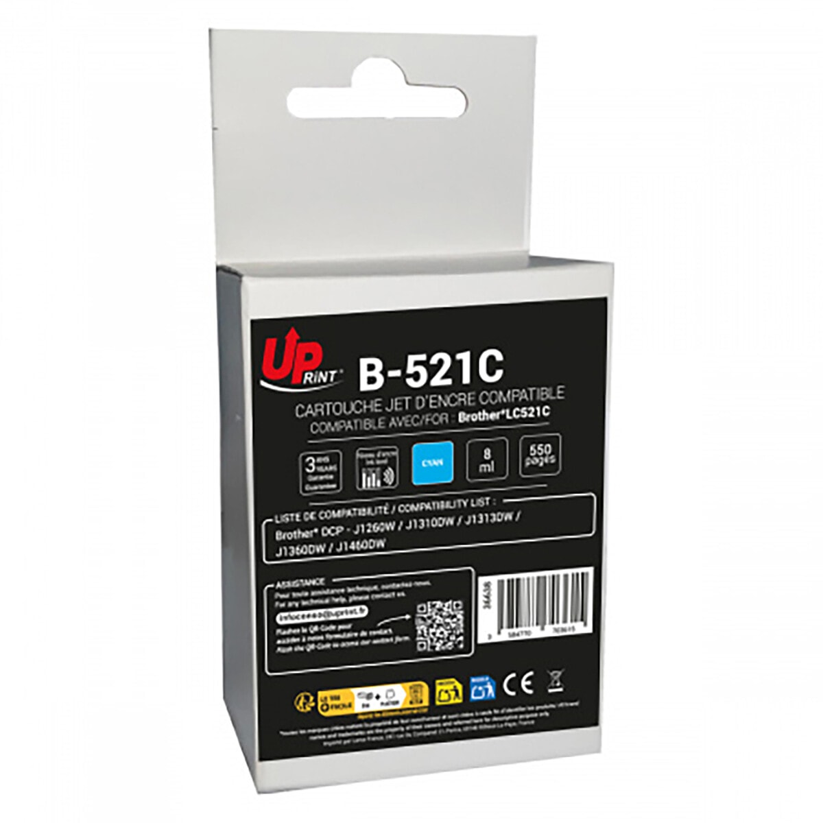 UPrint cartouche B-521C compatible Brother LC521 (Cyan) - Image 1