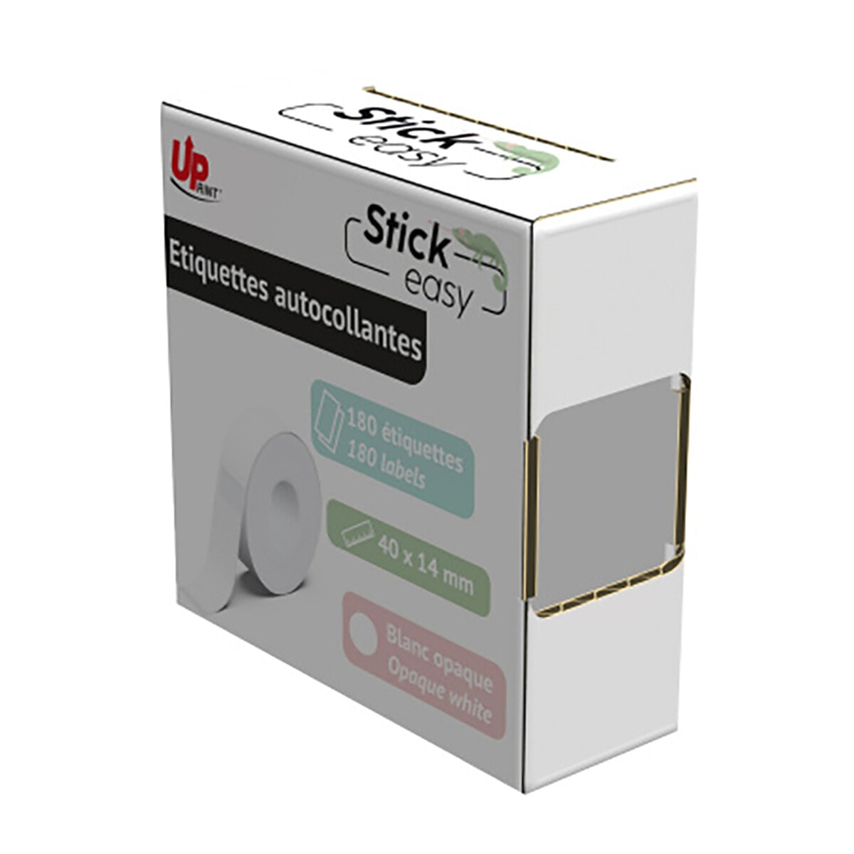 UPrint Rouleau de 180 étiquettes adhésives blanches 14 x 40 mm pour Stick Easy UP21 - Image 1