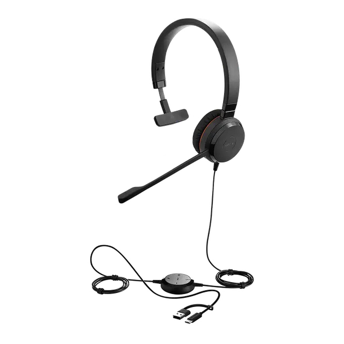 Jabra Evolve 20 SE Mono UC avec adaptateur USB-C/A, coussinets similicuir - Image 1