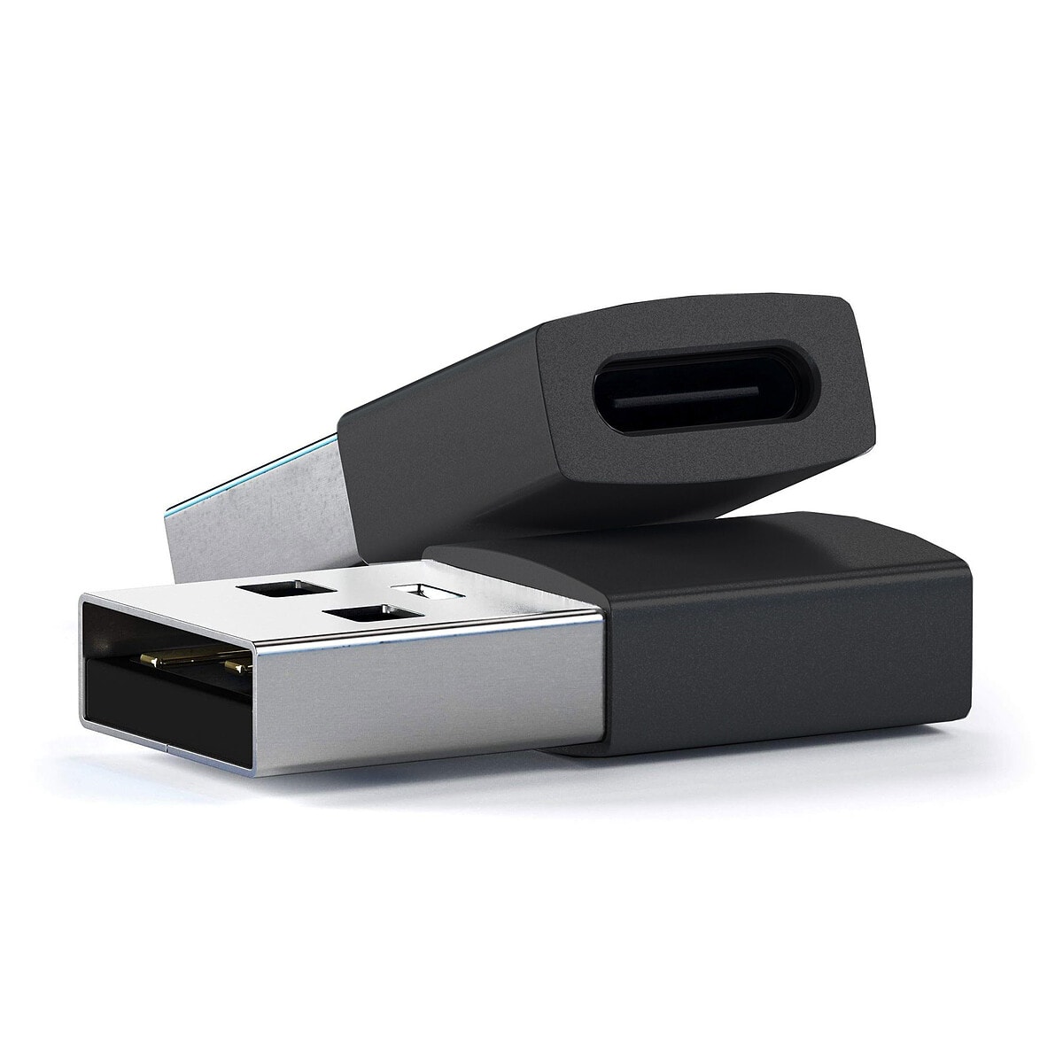SATECHI Adaptateur USB 3.0 USB-A Mâle vers USB-C - Noir (pack de 2) - Image 1