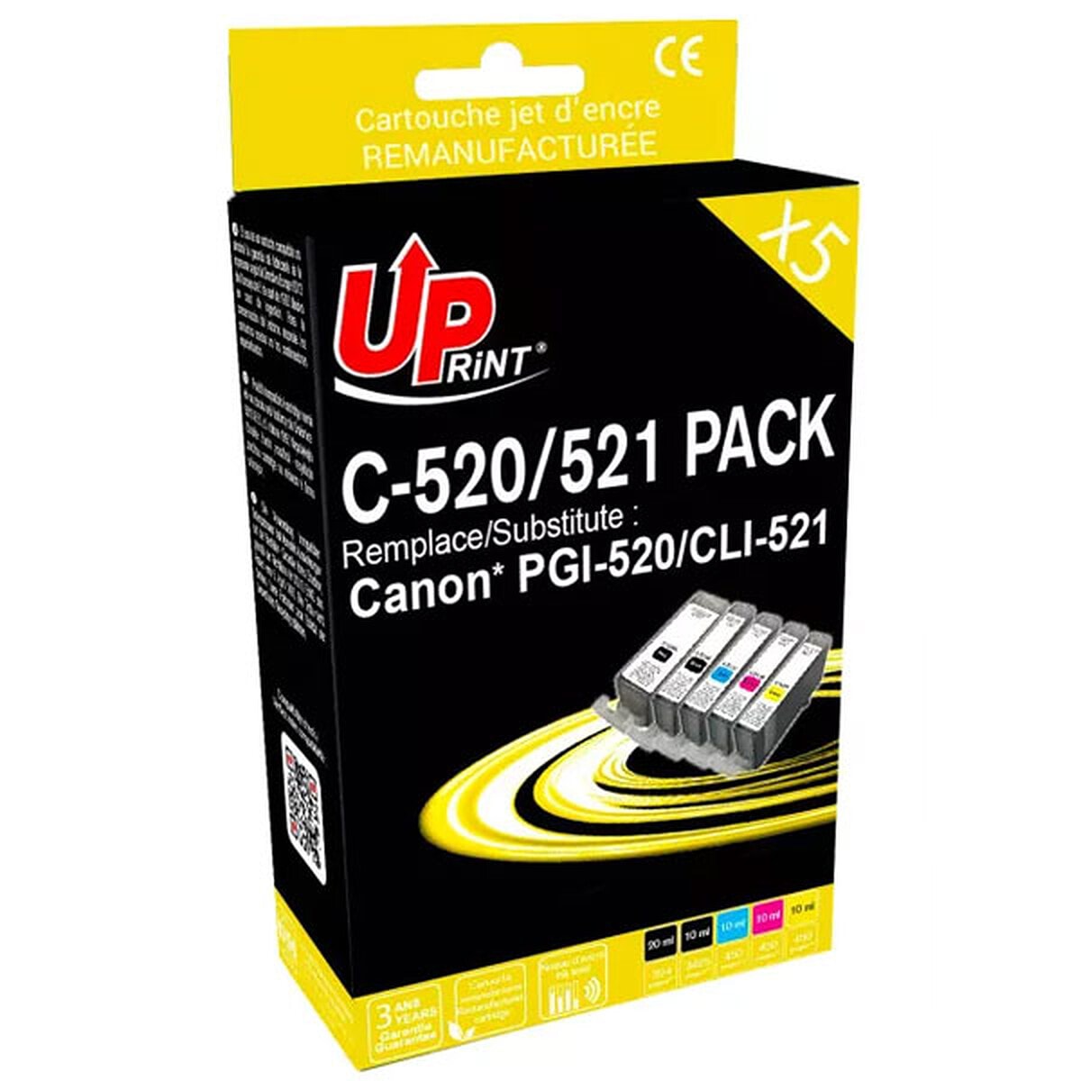 UPrint Pack de 5 Cartouches compatibles Canon PGI520/CLI521 - Image 1