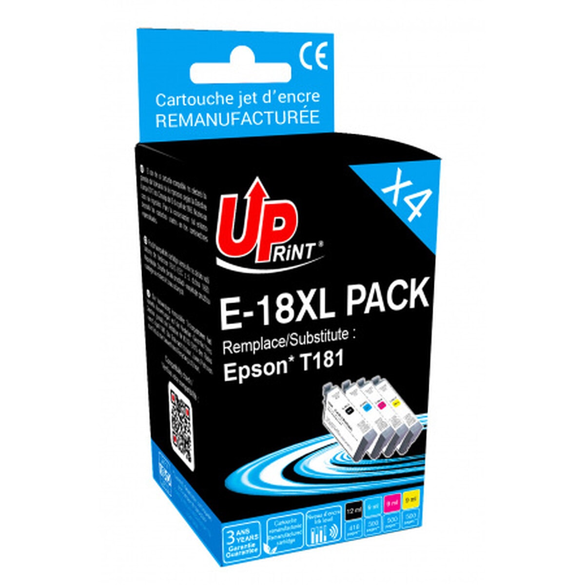 UPrint E-18XL Pack de 4 Cartouches compatibles Epson T181 (CMJN) - Image 1