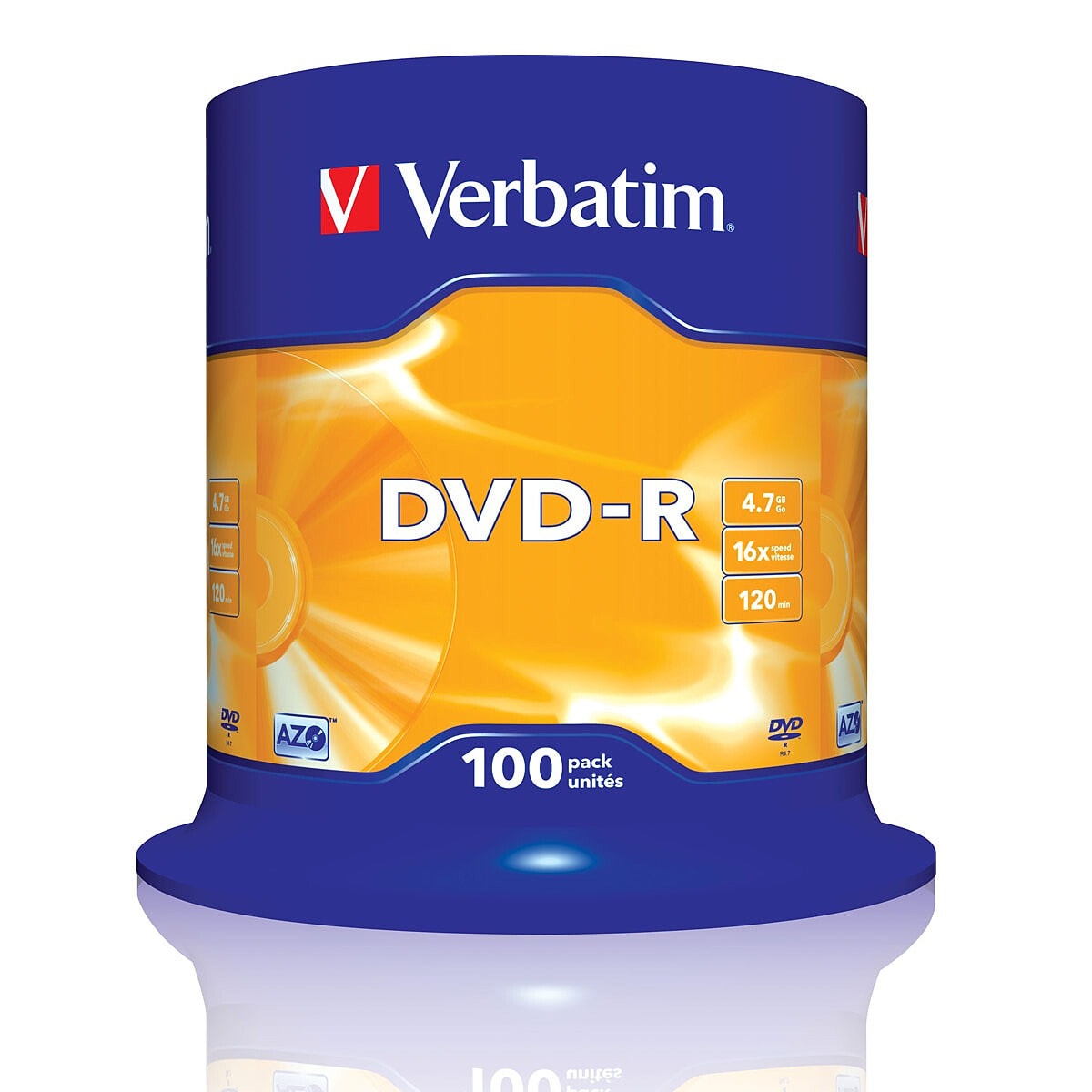 Verbatim DVD-R 4.7 Go certifié 16x (pack de 100, spindle) - Image 1