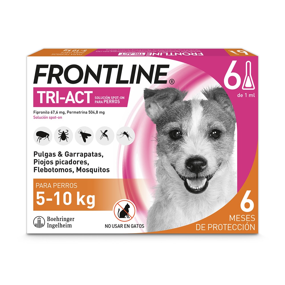 Frontline® Tri-Act pipetas para perros de 5 a 10 kg - 6 x 1 ml - Image 1