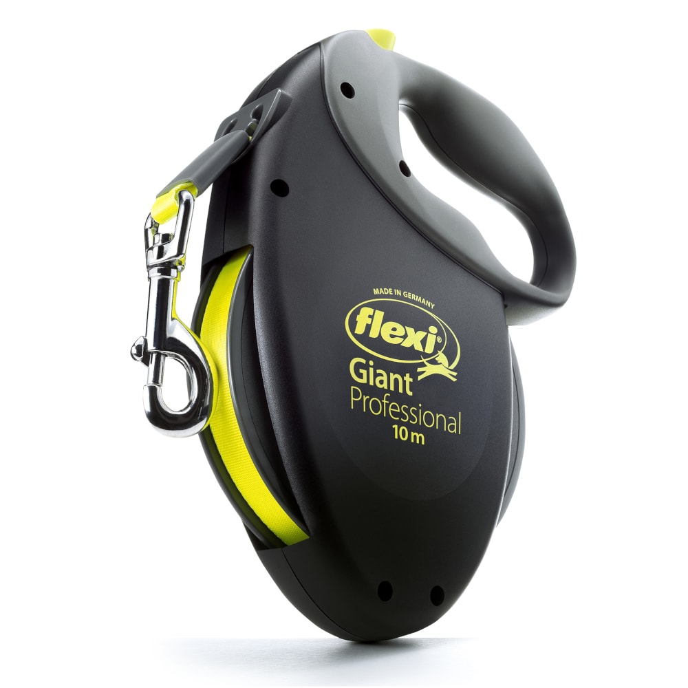 Correa extensible flexi Giant Professional con cinta de 10 m - negro / amarillo neón - Image 1