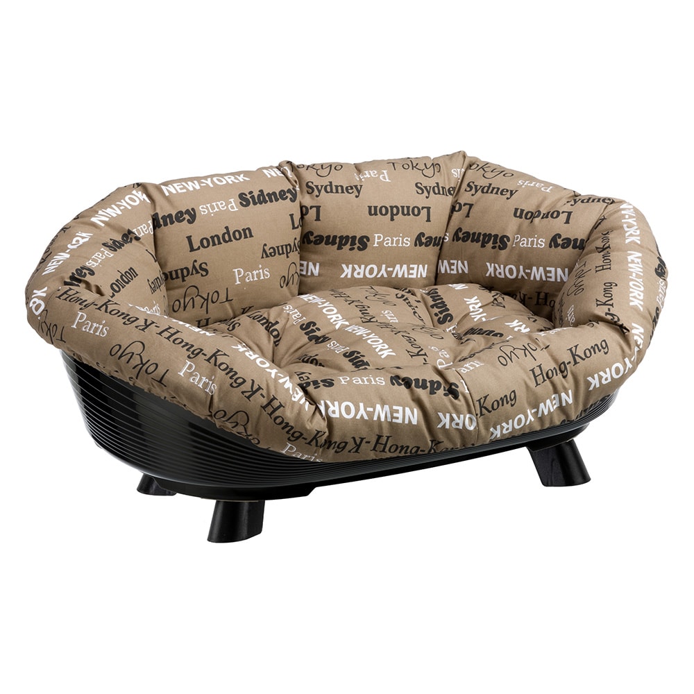 Set cesta de plástico Ferplast Siesta Deluxe negra con funda Cities - Set Talla 10 Cesta + Funda + Patas - Image 1