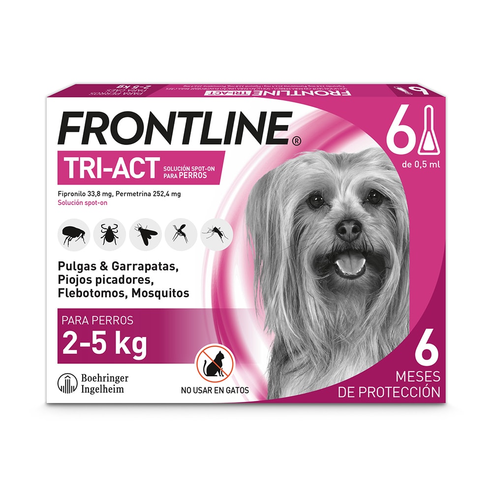 Frontline® Tri-Act pipetas para perros de 2 a 5 kg - 6 pipetas (6 x 0,5 ml) - Image 1