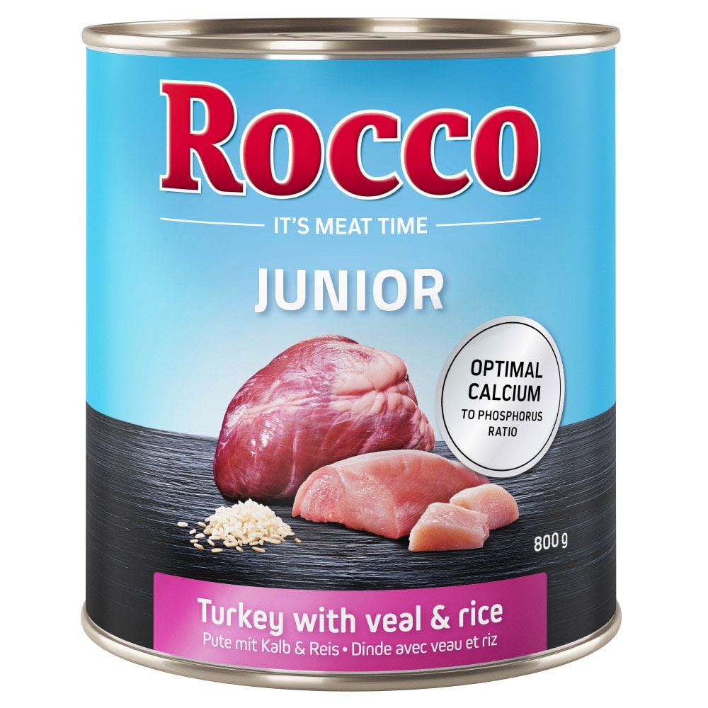 Rocco Junior 6 x 800 g - Pavo con corazón de ternera y arroz - Image 1