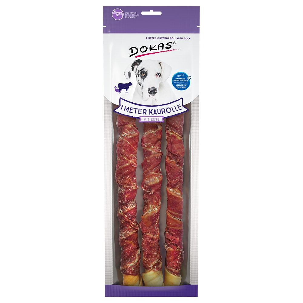 Dokas snack rollito de 1 metro - Pato (3 x 315 g) - Pack Ahorro - Image 1