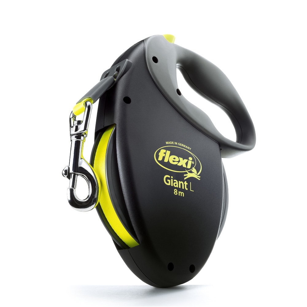 Correa extensible flexi Giant con cinta de 8 m - Negro y amarillo neón L - Image 1