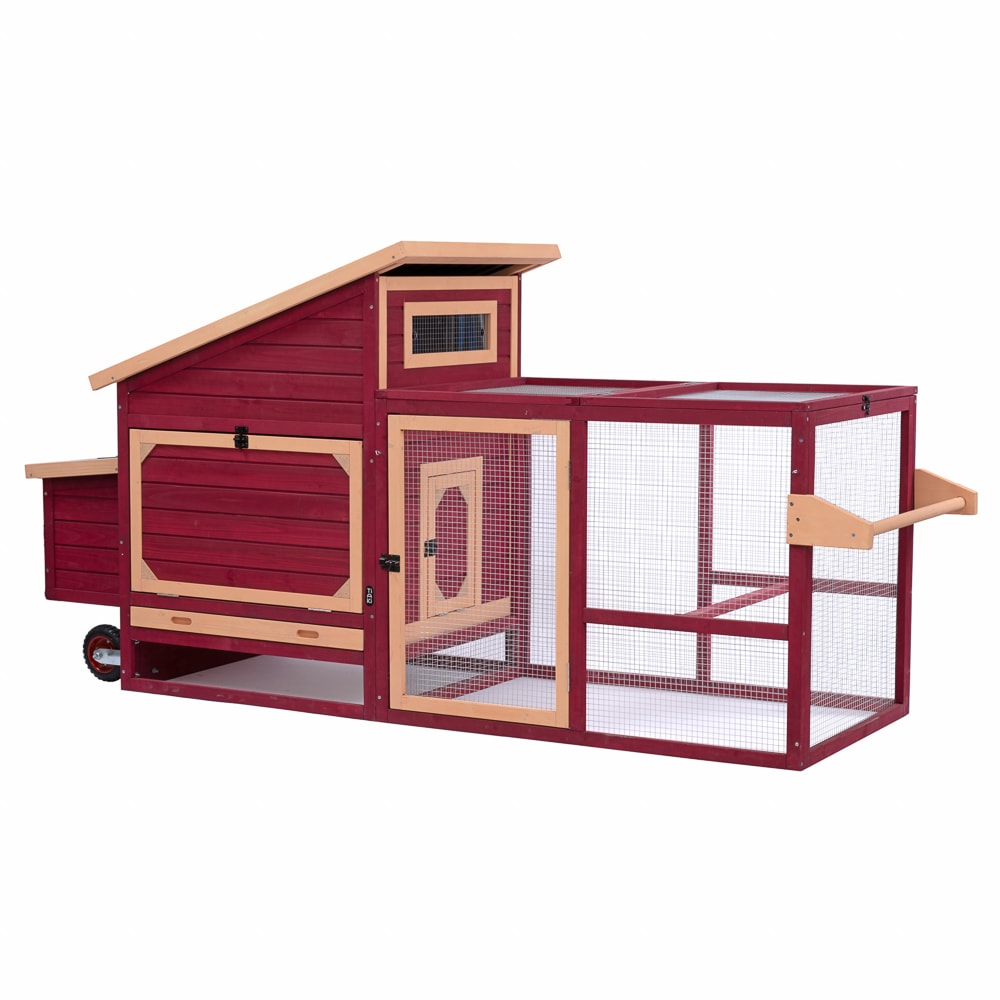 TIAKI gallinero de madera con ruedas - 236,6 x 78 x 114,4 cm (L x An x Al) - Image 1