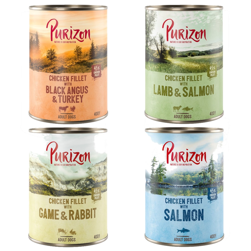 Purizon 12 x 400 g comida húmeda para perros - Pack Ahorro - Adult Pack mixto - Image 1