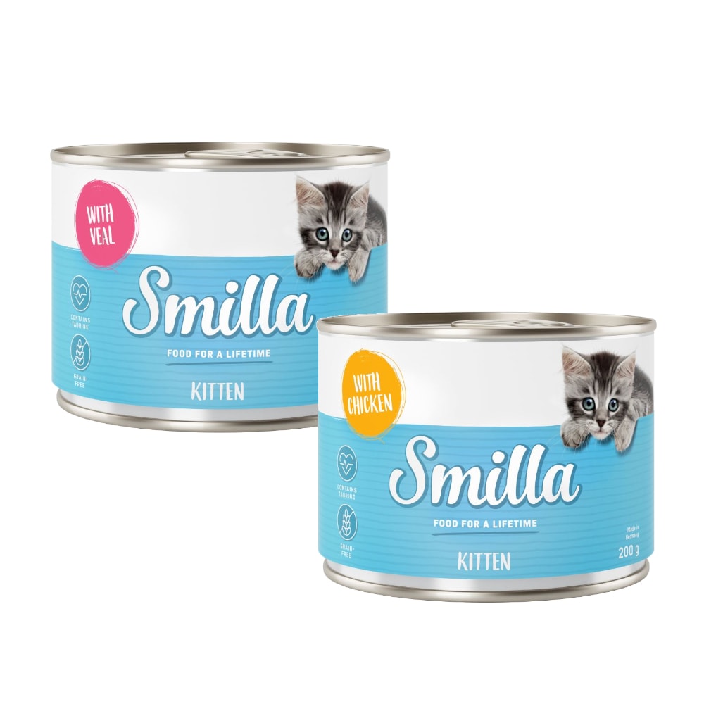 Smilla Kitten 24 x 200 g - Pack Ahorro - Pack mixto: pollo y ternera - Image 1