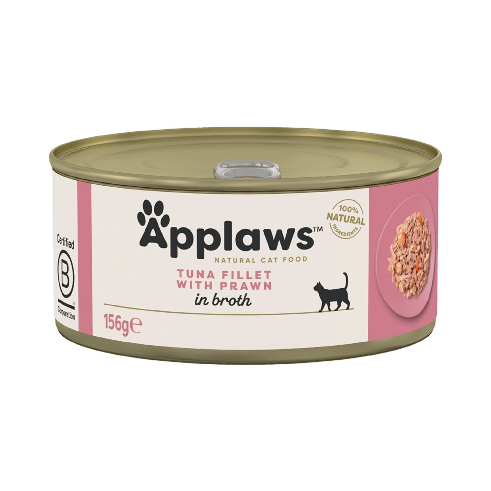 Applaws en caldo 12 x 156 g latas para gatos - Pack Ahorro - Filete de atún y gambas - Image 1