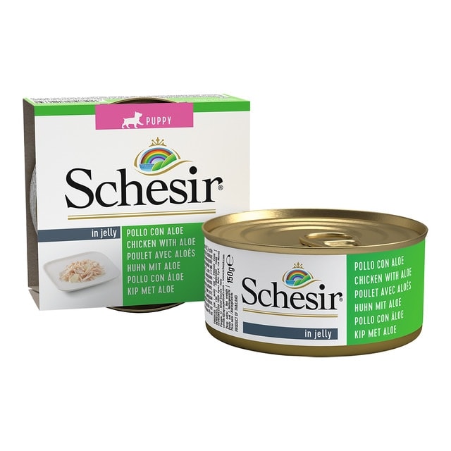 Schesir - Comida húmeda para perros cachorros Schesir gelatina pollo con aloe vera 150 g. - Image 1