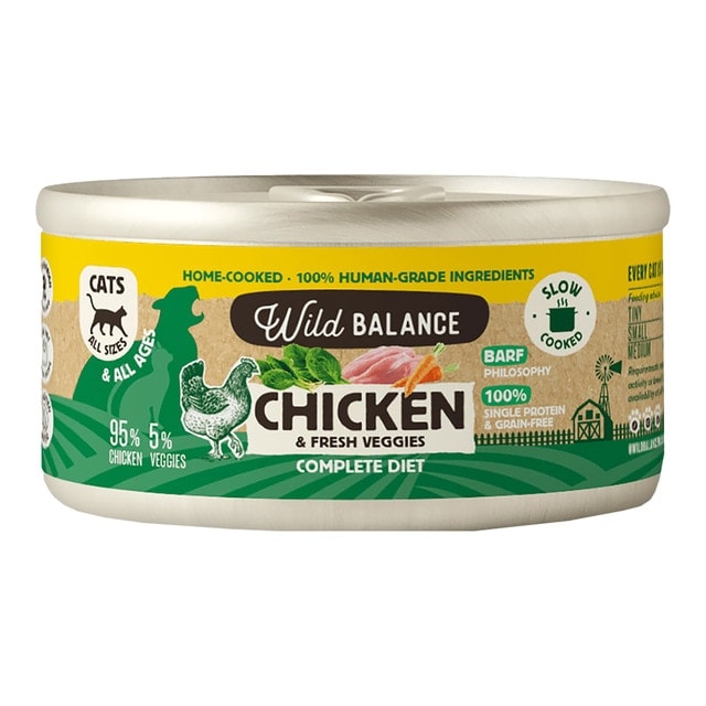 Wild Balance - Comida húmeda para gatos Wild Balance barf cocinado al vapor pollo y verduras frescas 120 g. - Image 1