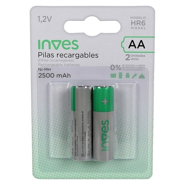 Inves - Pila recargable HR06 AA 1,2V 2500 mAh (x2). - Image 1