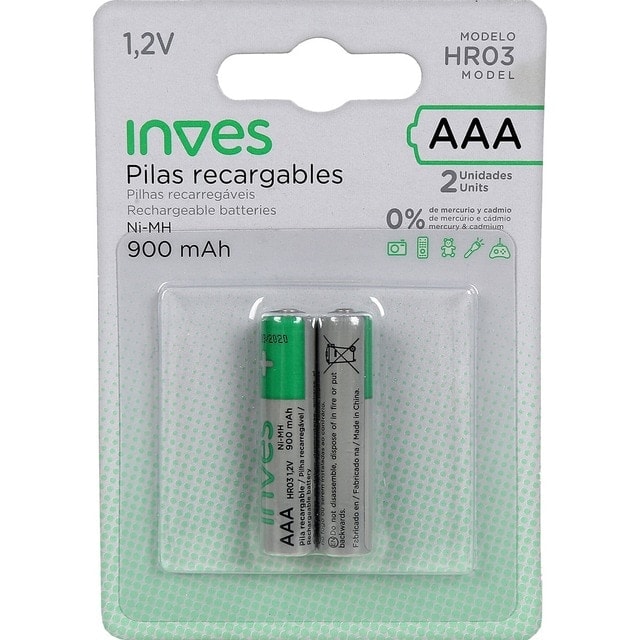 Inves - Pila recargable HR03 AAA 1,2V 900 mAh (x2). - Image 1