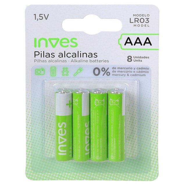 Inves - Pack de Pilas Inves LR03 AAA (8 unidades). - Image 1