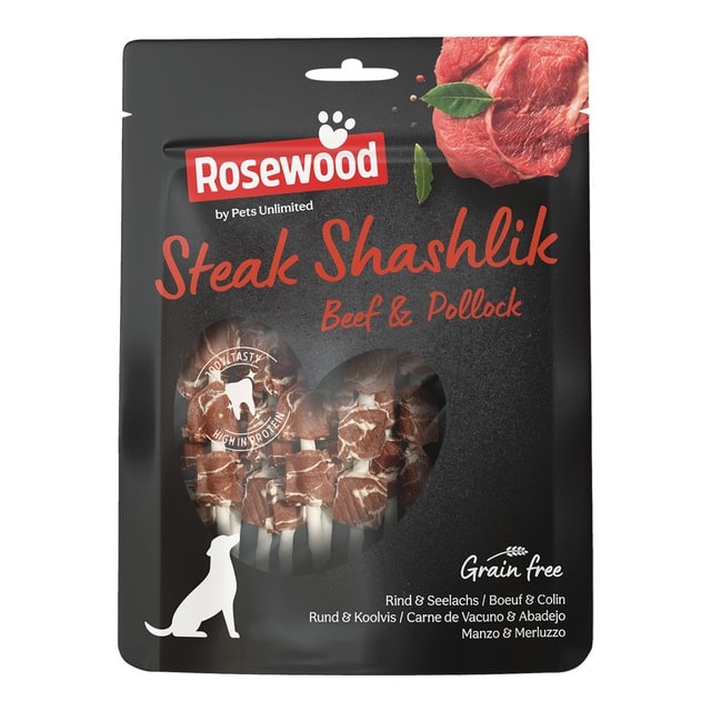 Rosewood - Snack para perros adultos medianos y grandes Steak Shashlik Rosewood ternera y bacalao 100 g. - Image 1