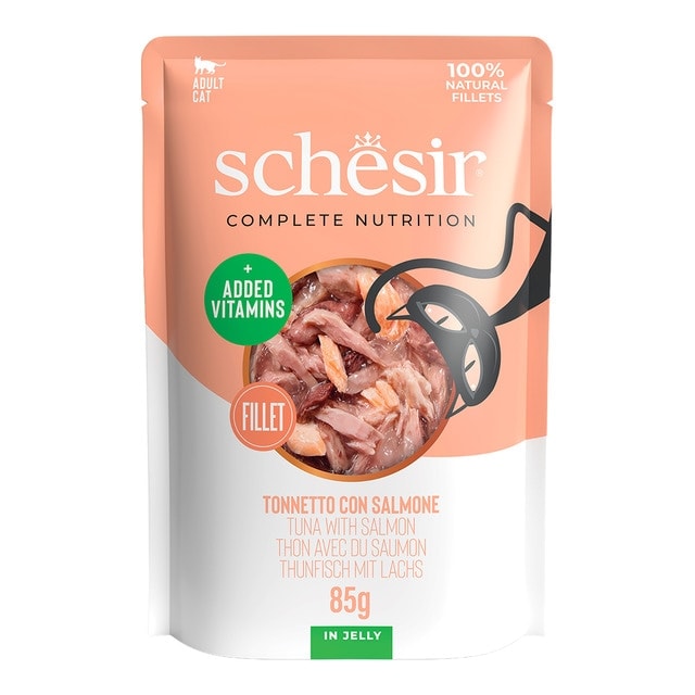 Schesir - Comida húmeda para gatos adultos Schesir atún con salmón 85 g. - Image 1