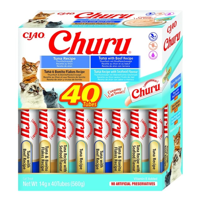 Churu - Snack para gatos adultos Churu variedades atún 40 x 14 g. - Image 1