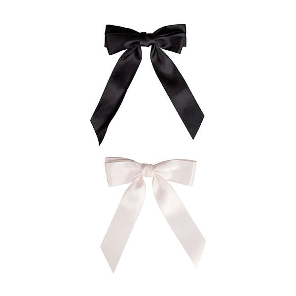 Satin Hair Bow Duo White&Black - Image 1