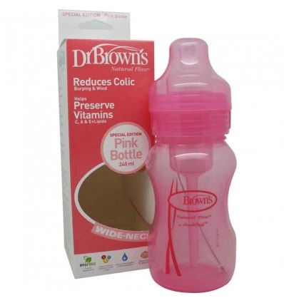 Dr Browns Biberon Boca Ancha Rosa 240 ml - Image 1