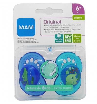 Mam Chupete Original Silicona 6 meses Azul - Image 1