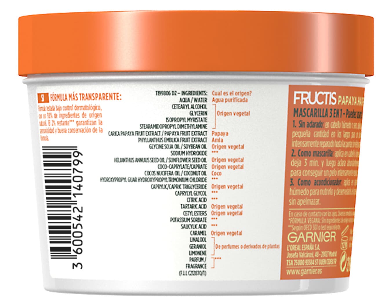 Garnier
Fructis Hair Food Mascarilla Cabello 3 en 1 Papaya