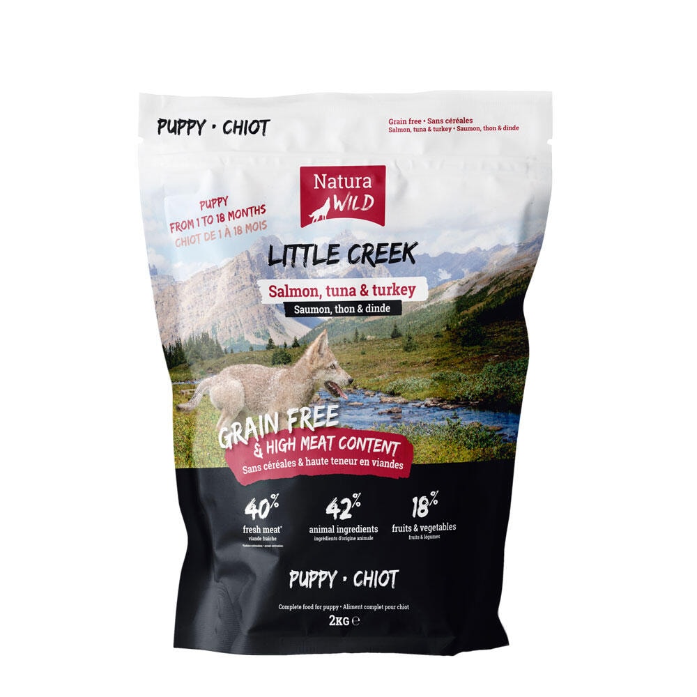 Croquettes Sans Céréales Saumon Chiot – Natura Wild Little Creek 2kg - Image 1