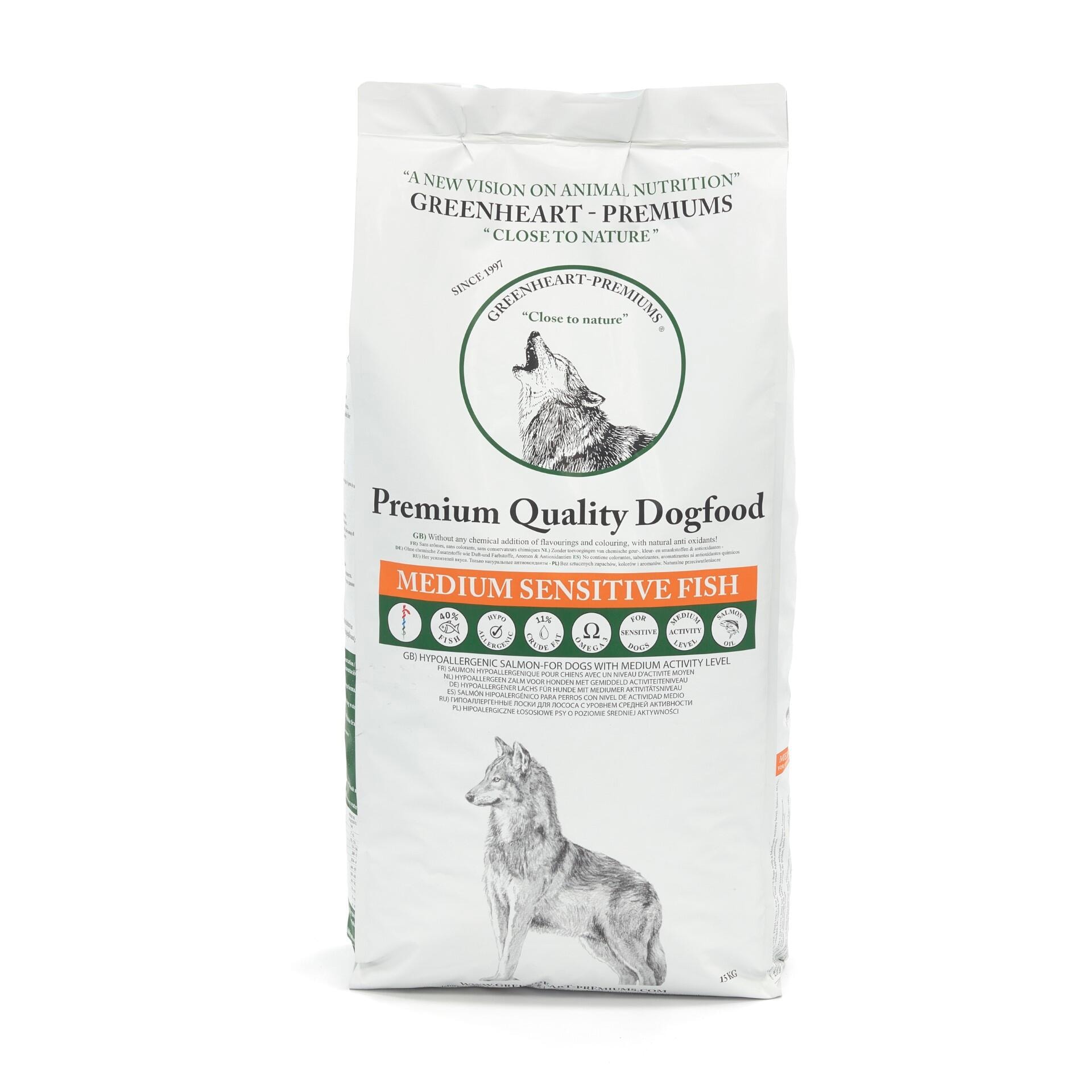 Croquettes chien adulte sensible saumon - Greenheart Medium Sensitive Fish -12KG - Image 1