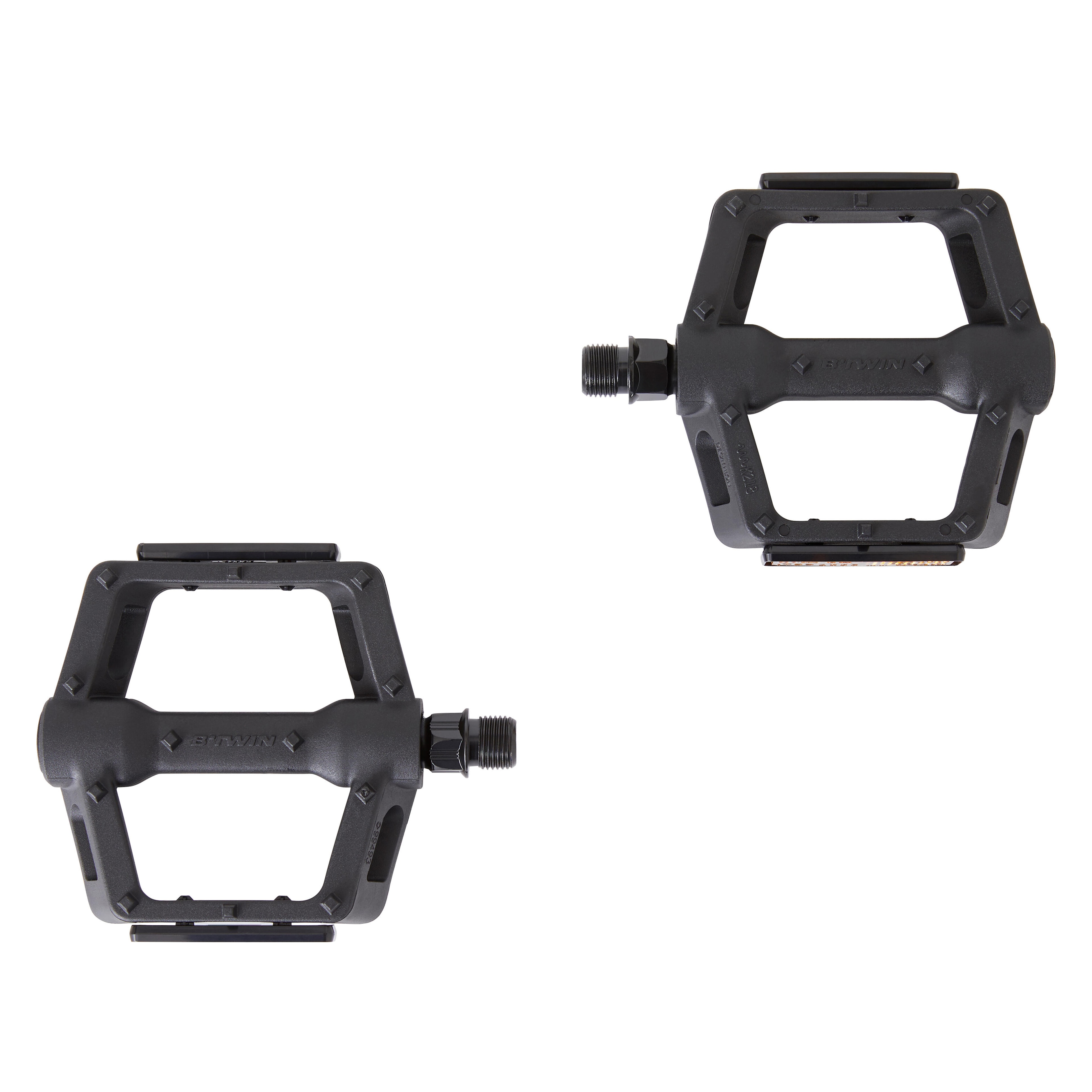 Pédales plates vélo VTT 520 grip noire - Image 1