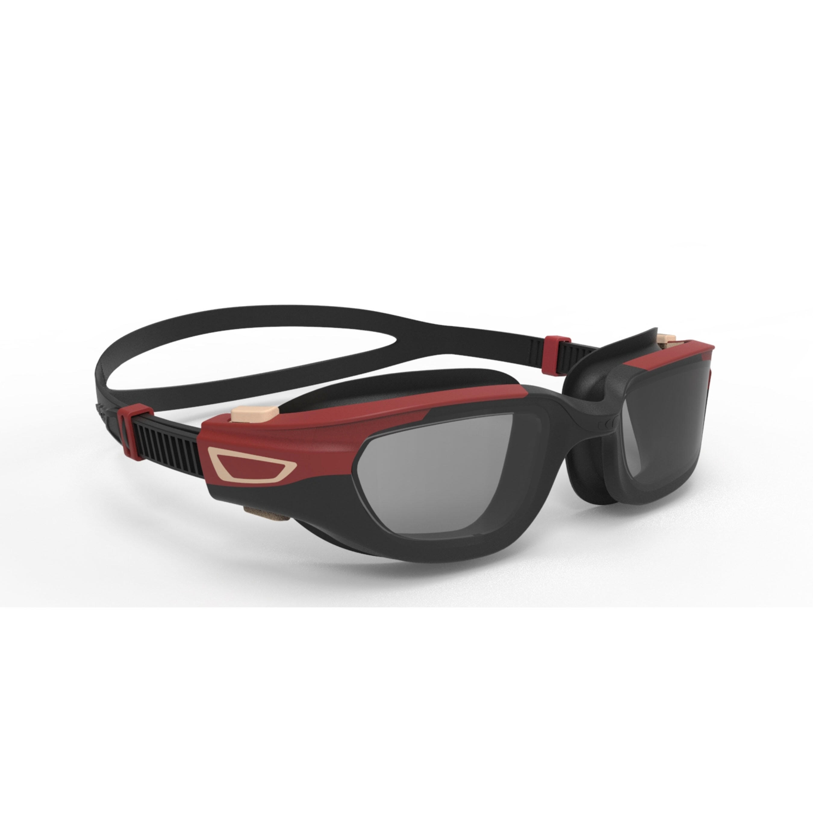 Lunettes De Natation SPIRIT - Verres Fumés - Grande Taille - Noir Rouge - Image 1