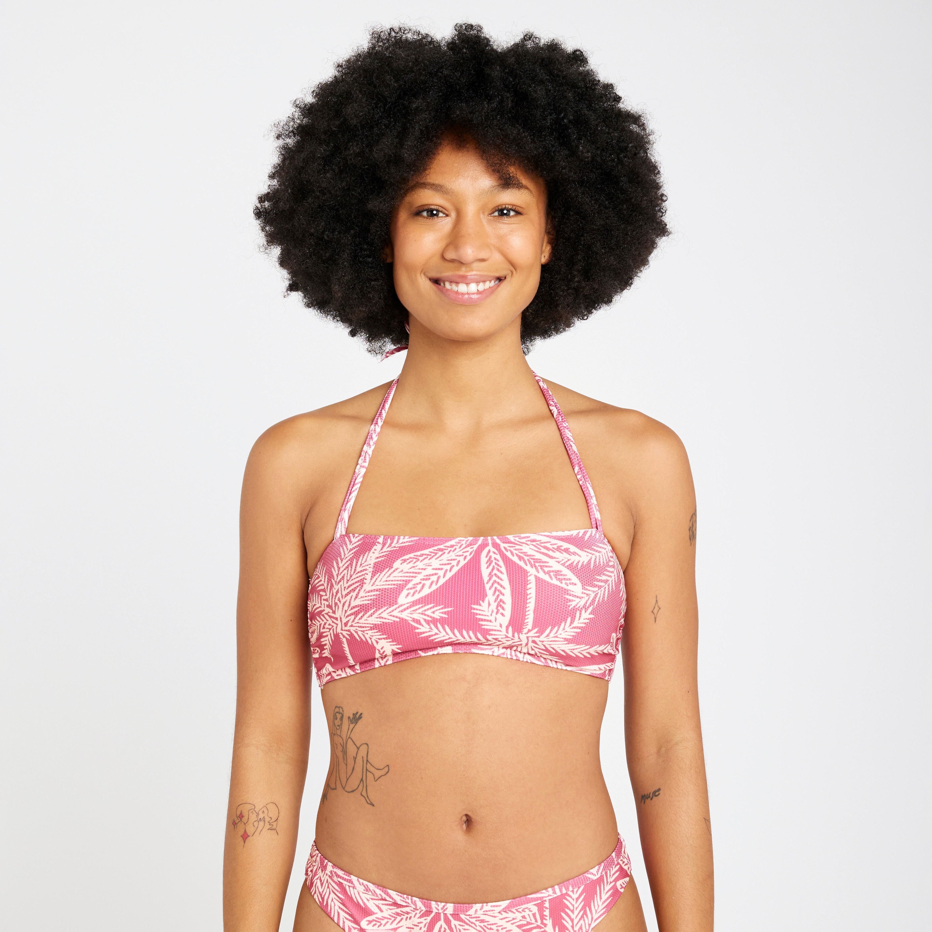 Haut de maillot de bain bandeau texturé Femme - Laura palmer rose - Image 1