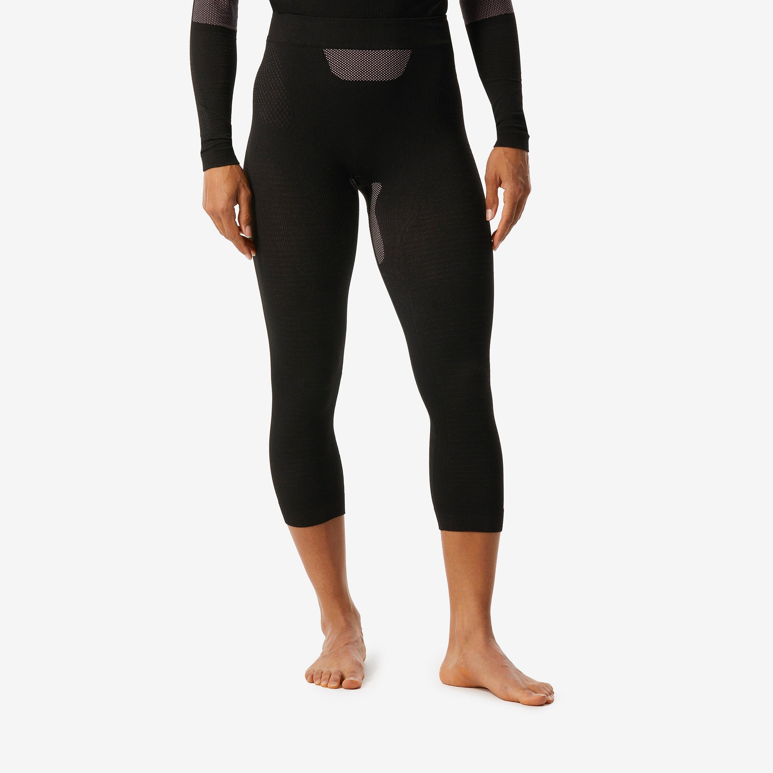 Sous-vêtement de ski femme, BL 500 soft seamless bas noir et rose - Image 1
