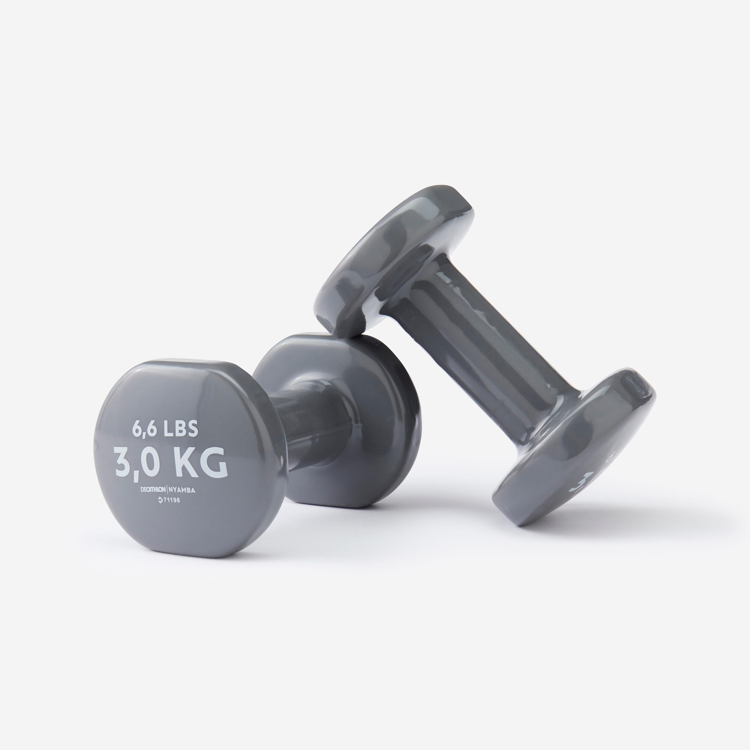 Paire d'haltères fitness 2*3 kg, fonte à 80% recyclée, gris - Image 1