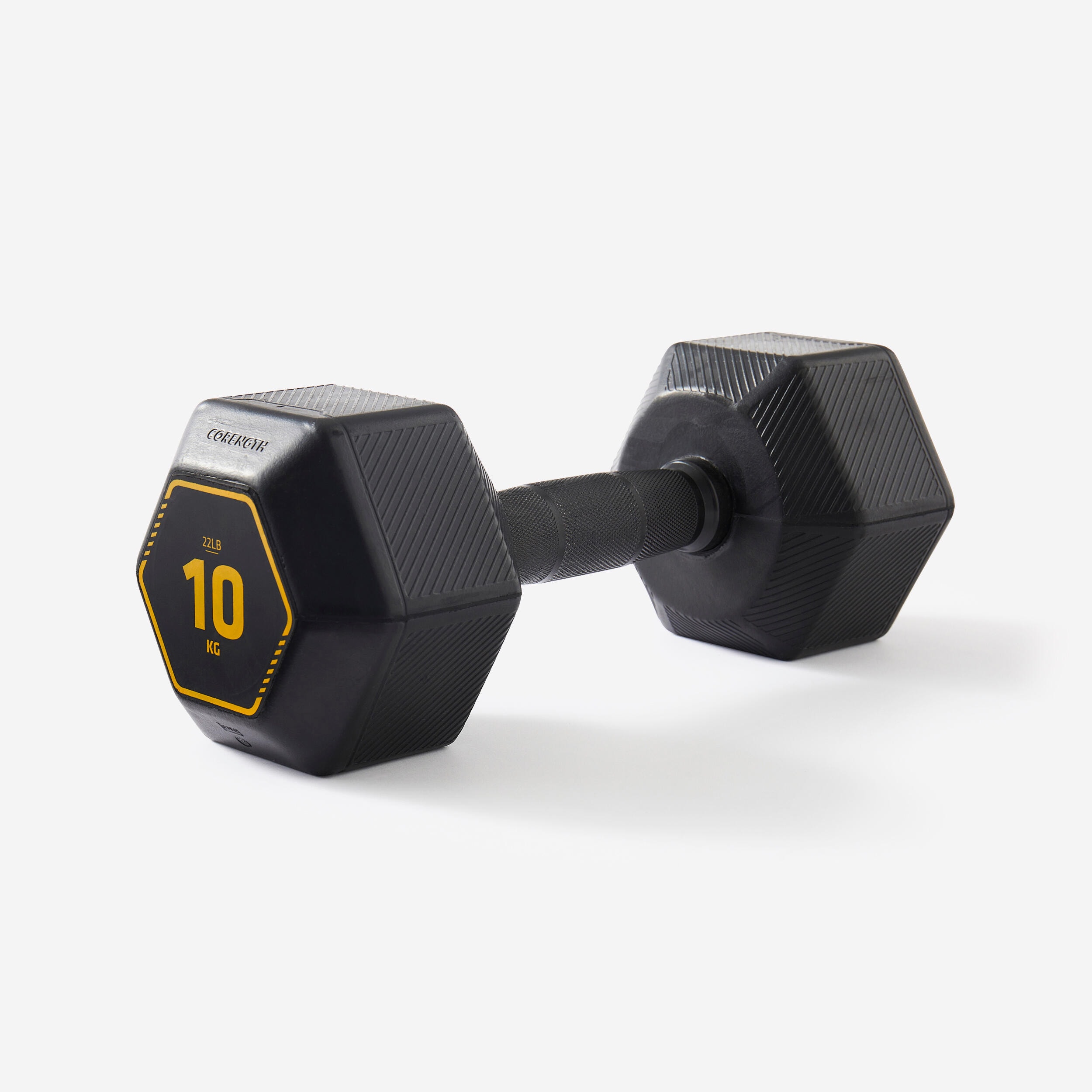Haltère de cross training et musculation 10 kg - dumbbell hexagonale noire - Image 1